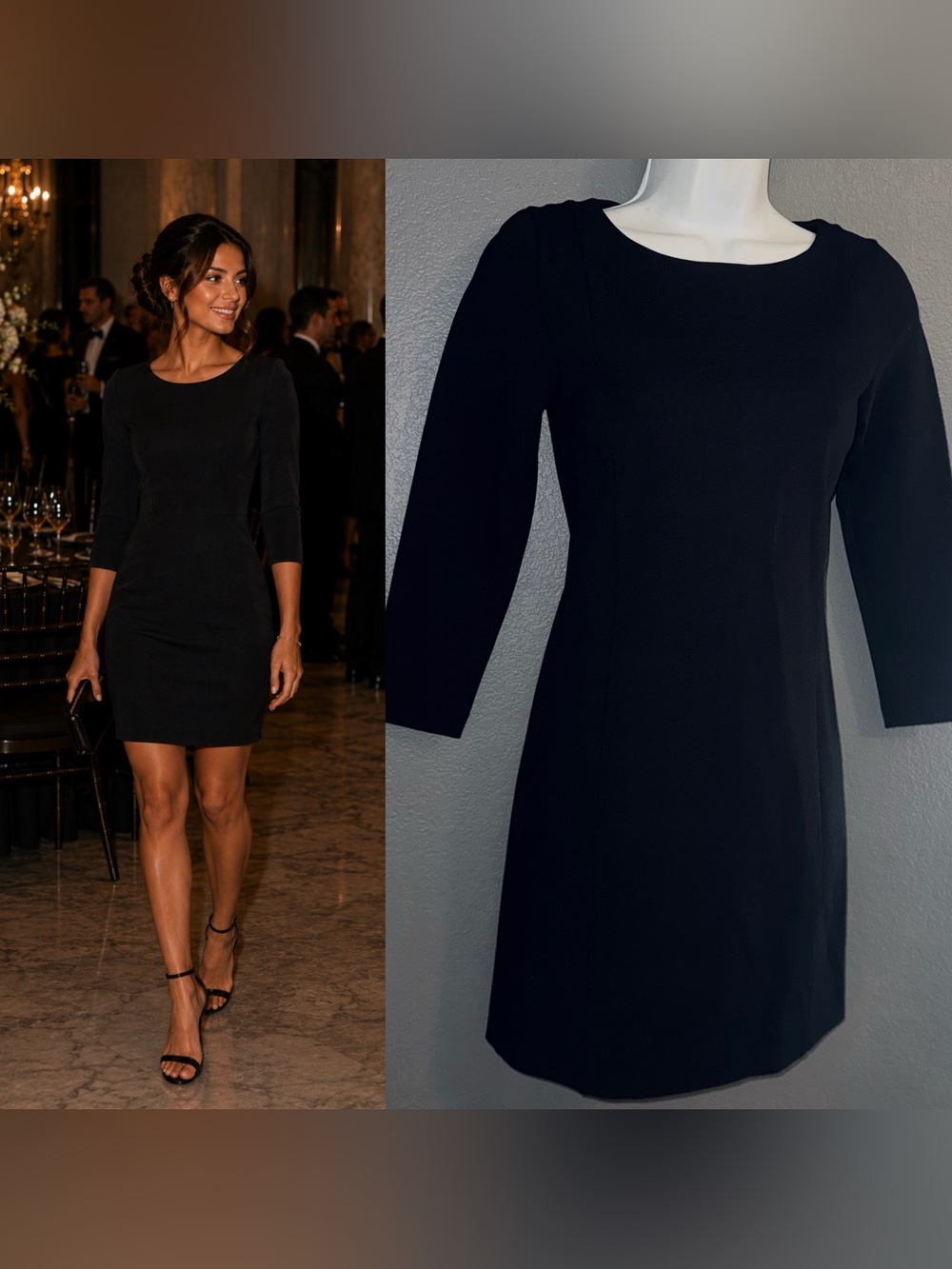 J. Crew New w Tags Little Black Dress 3/4 Long Sleeve Sheath Dress Womens XXS